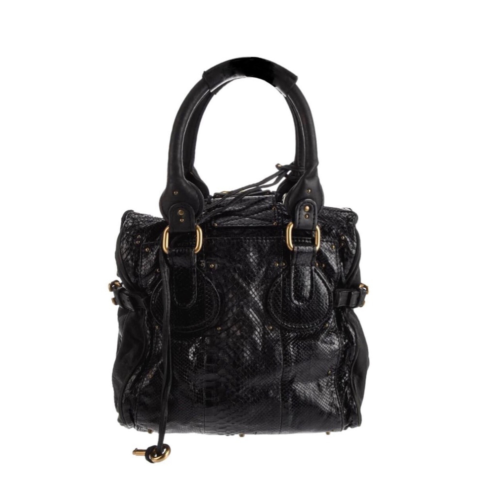 CHLOE PADDINGTON Mini Black Leather Python Bag wi… - image 3